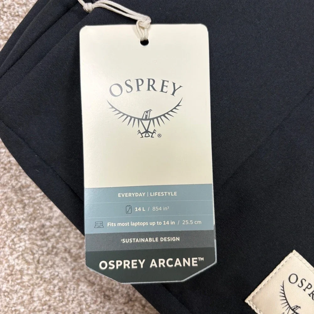 NEW Osprey Arcane Flap Pack 14L Unisex OS Black Laptop Backpack Sustainable